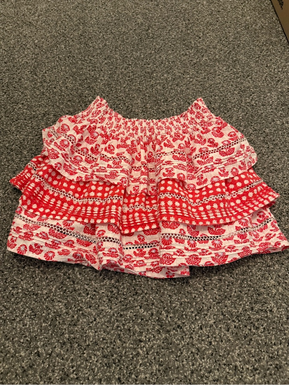 Roller Rabbit Red and White Tiered Mini Skirt